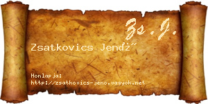 Zsatkovics Jenő névjegykártya